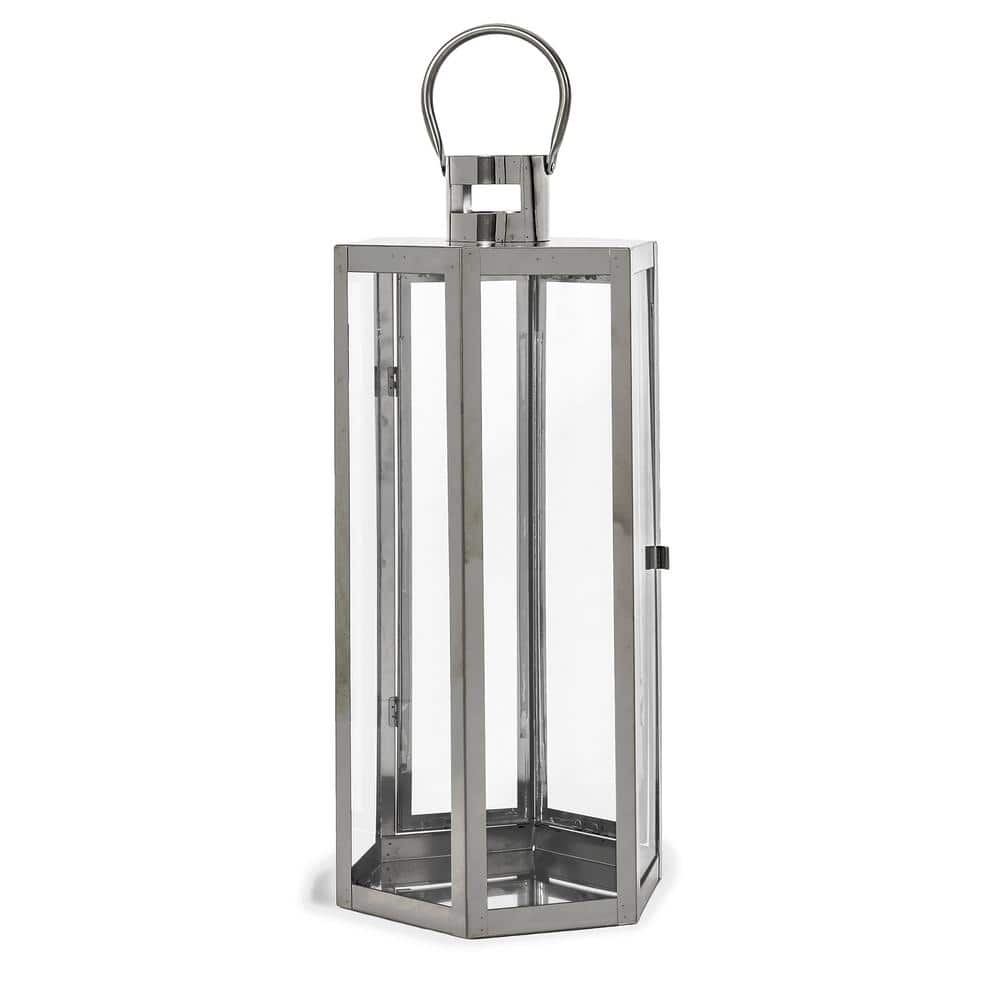 23 in. H Stainless Steel Lantern with Cap and Handle for Patio Garden, Silver price history on PriceWatchPro