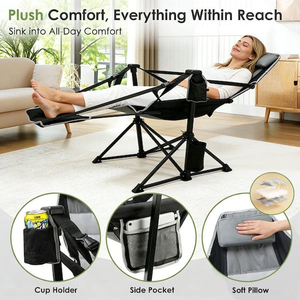 SEEUTEK Folding Hammock Chair with Footrest, Swinging Portable