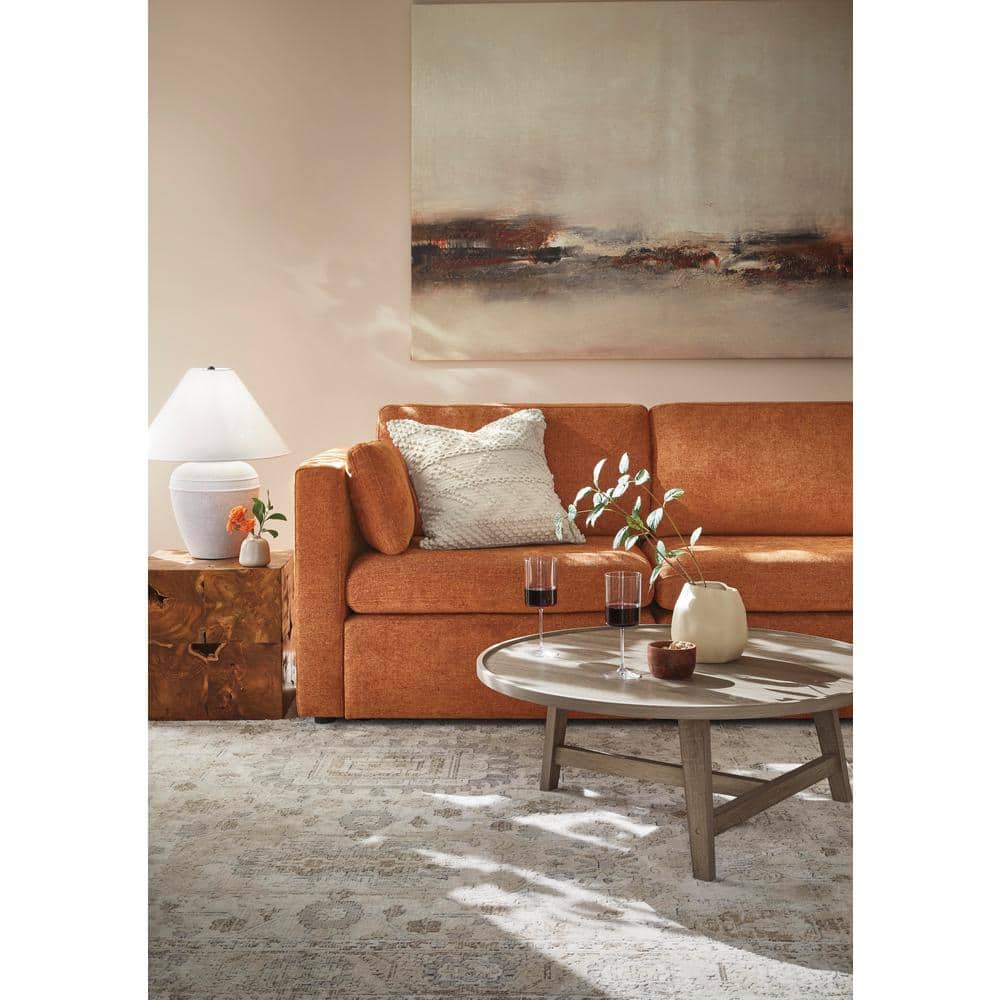 Ivory and Sand Rectangular 10' x 14' Stain-Resistant Synthetic Rug