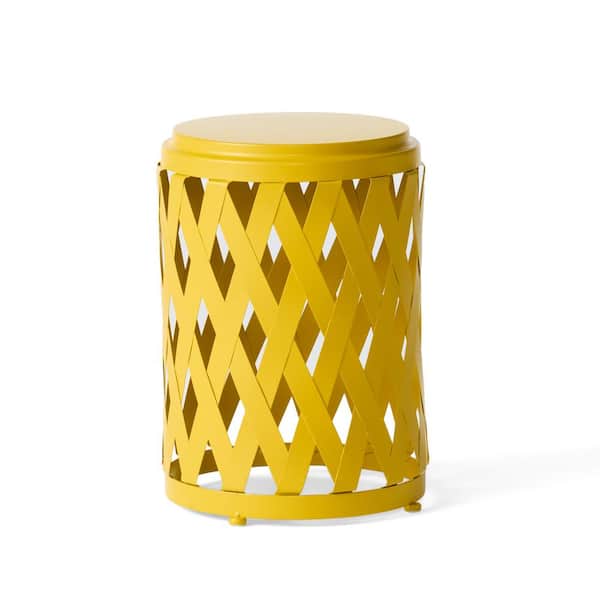 Noble House Pecola 12 in. Matte Yellow Side Table