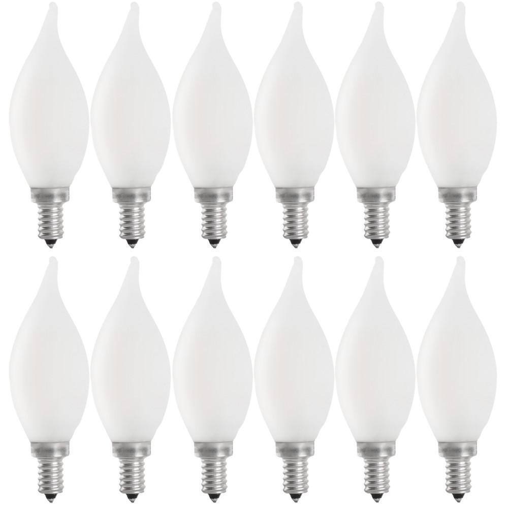 60-Watt Equivalent BA10 E12 Candelabra Dim Filament CEC Frosted Glass Chandelier LED Light Bulb Daylight 5000K (12-Pack) price history on PriceWatchPro
