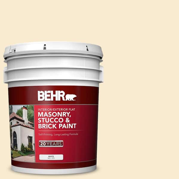 BEHR 5 gal. #OR-W04 Nice Cream Flat Interior/Exterior Masonry, Stucco and Brick Paint