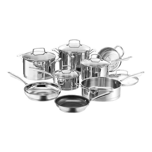 Cuisinart Tri-Ply 10-Piece Stainless Steel Cookware Set with Glass Lids  PTP-10 - The Home Depot