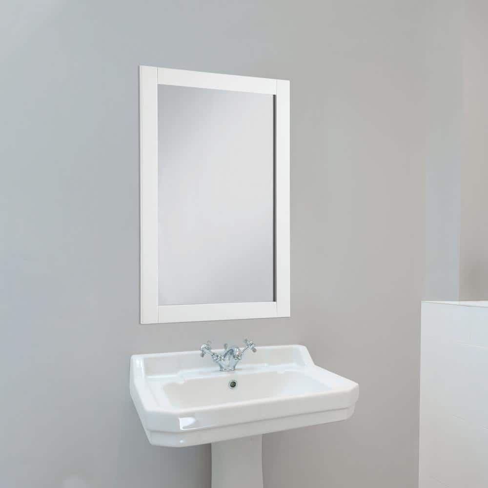 Shorewood 30-Inch White Wooden Rectangular Wall Mirror