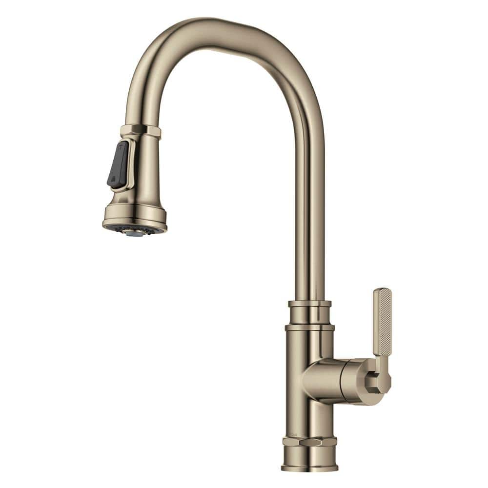 KRAUS Allyn Transitional Industrial Pull-Down Single Handle Kitchen Faucet in Spot-Free Antique Champagne Bronze, Spot Free Antique Champagne Bronze -  KPF-4101SFACB