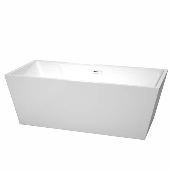 Sara 67 in. Acrylic Flatbottom Bathtub in White with Shiny White Trim