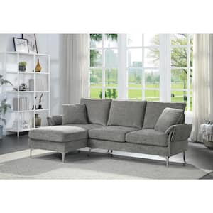Stonehouse 85.38 in. W 2-Piece Chenille Sectional Sofa in Gray