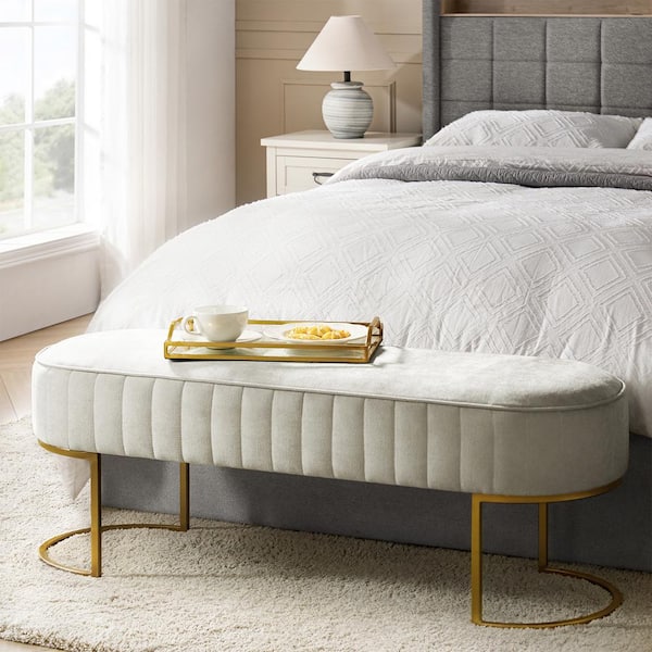 JAYDEN CREATION Marta Beige 46 in. Bedroom Bench
