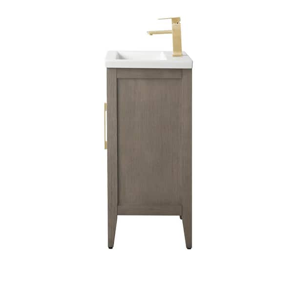 Vanity Art 20 in. W x 15.8 in D x 34 in. H Single Sink Bathroom Vanity Cabinet in Driftwood Gray with Ceramic Top