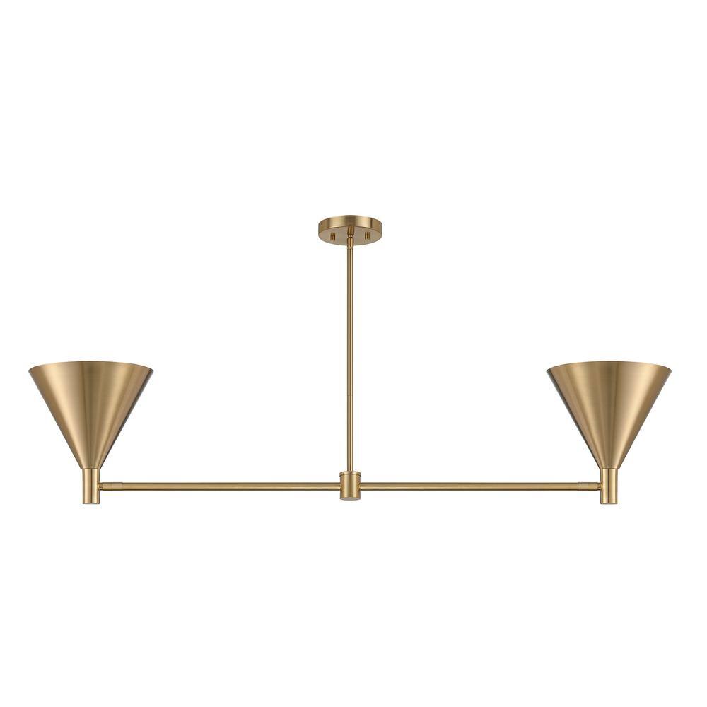 Noble Brass Adjustable 2-Light Metal Linear Chandelier
