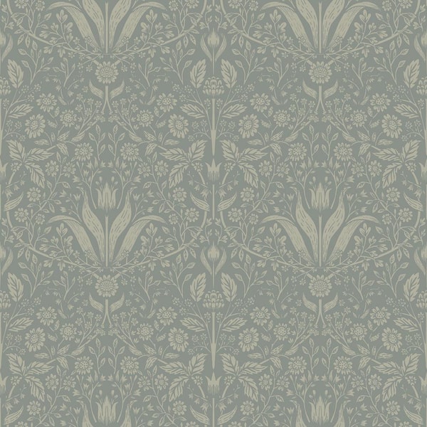 A-Street Prints Mara Green Tulip Ogee Wallpaper Sample