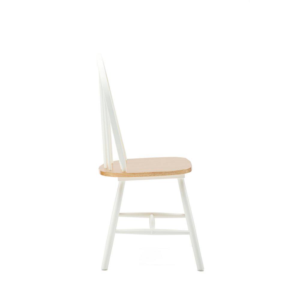 Windsor-Inspired White & Natural High Slat Side Chair Set
