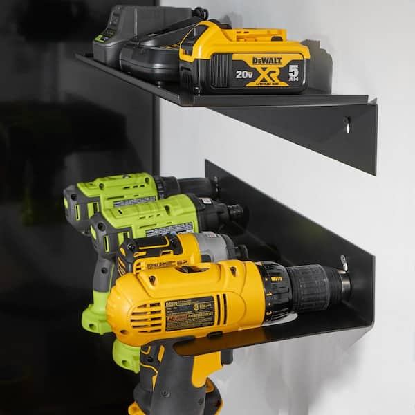 Wall-Mounted Steel Cordless Drill Holder in Black (Includes Mounting Hardware)