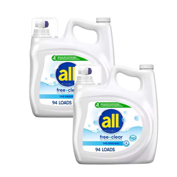 all Free Clear for Sensitive Skin Liquid Laundry Detergent, 94-Loads,141 fl.oz., 2-Pack