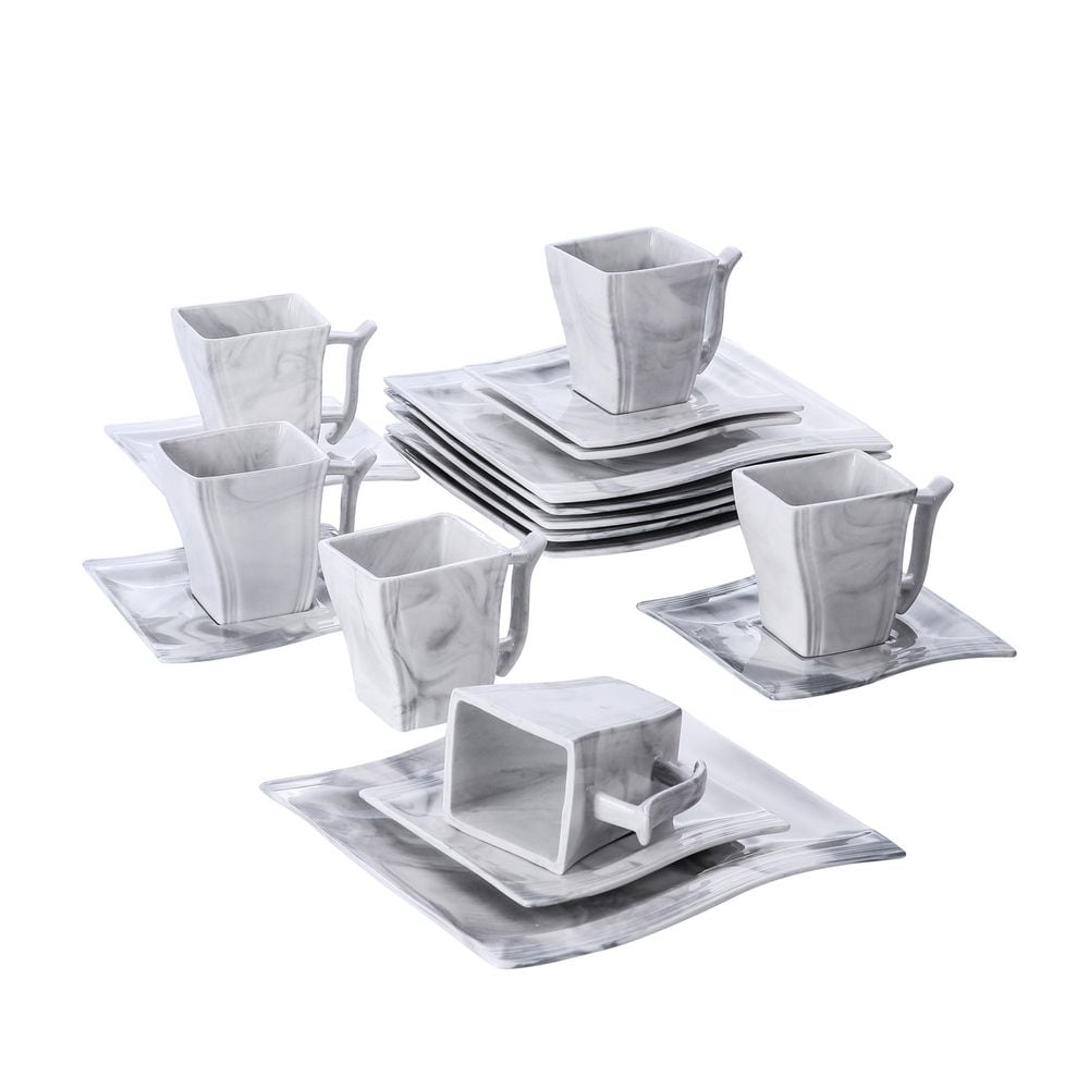 MALACASA Flora 6-Piece 11.2 oz. Elegant White Square Cereal Bowls