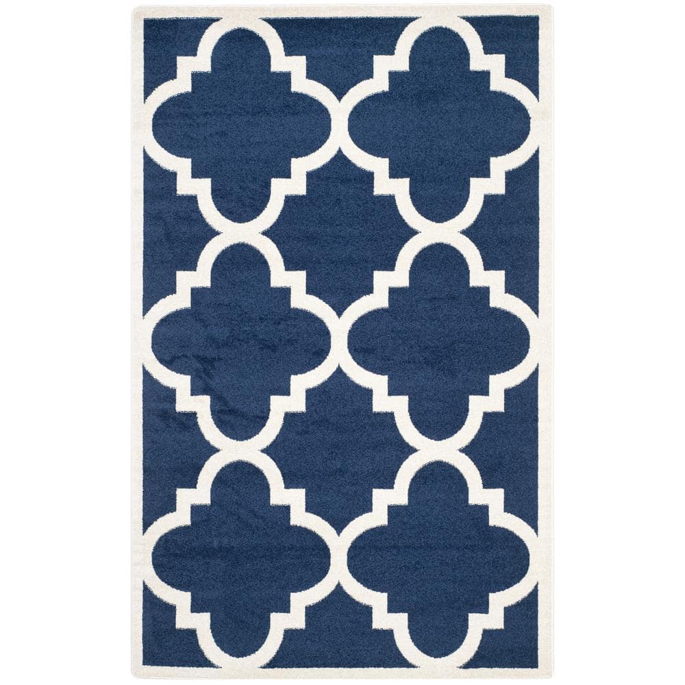 Amherst Navy/Beige 6 ft. x 9 ft. Border Trellis Area Rug price history on PriceWatchPro