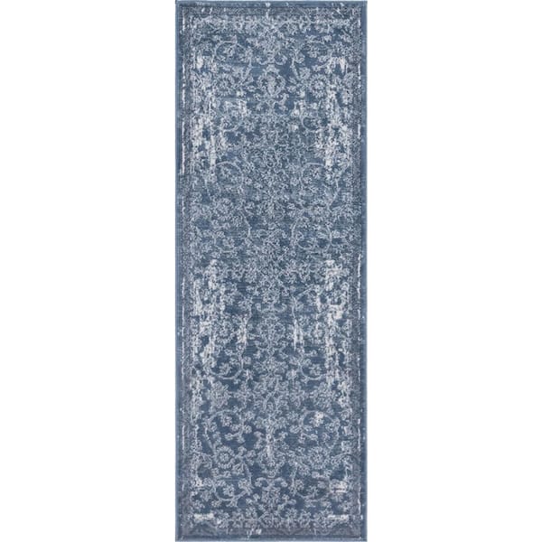 Unique Loom Portland Albany Blue 2 ft. 2 in. x 6 ft. Runner Rug