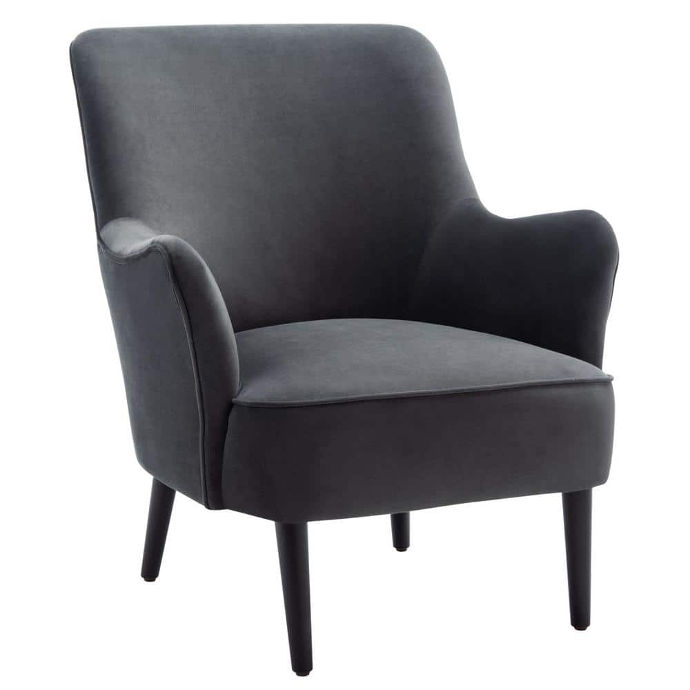 Arlyss Black Velvet Mid-Century Modern Accent Chair
