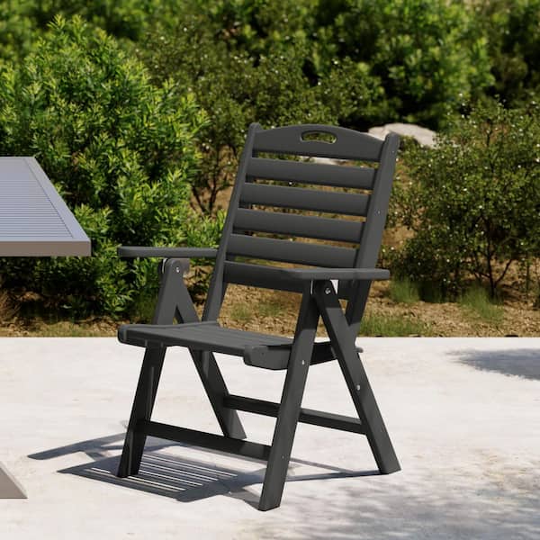 Laguna Outdoor Patio Folding Highback Dining Chair w/ Adjustable Recline in Gray