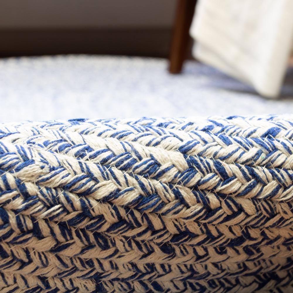 Blue and White Braided Cotton Oval Area Rug 4' x 6'