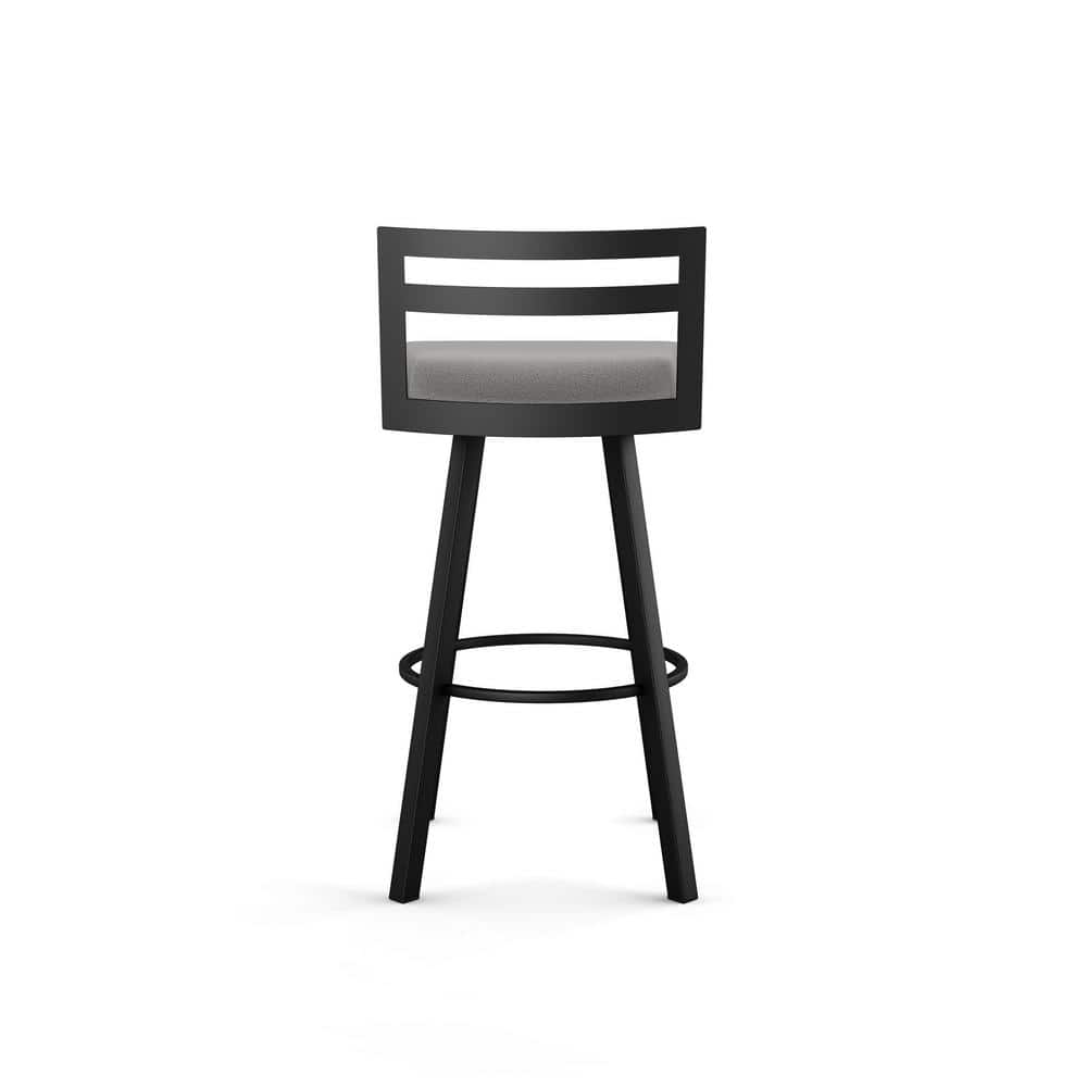 Derek 30'' Gray Polyester and Black Metal Swivel Bar Stool