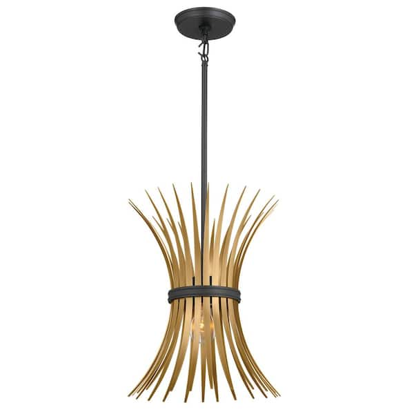 KICHLER Baile 1-Light Natural Brass and Black Vintage Statement Kitchen Mini Pendant Hanging Light