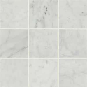 Monet Square 4 in. x 4 in. Honed White Carrara Marble Mosaic Tile (5.11 sq. ft./Case)
