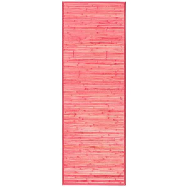 Unique Loom Bamboo Zhuzi Pink 2 ft. x 6 ft. Runner Area Rug 3172465 ...