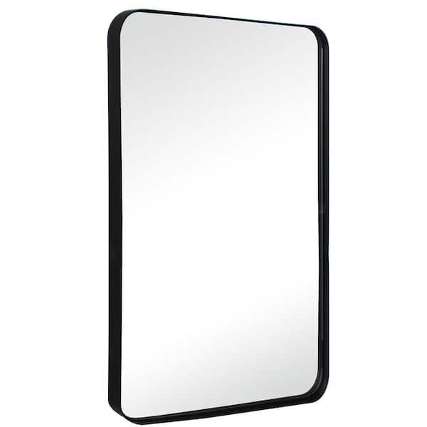 Kengston 20 in. W x 30 in. H Small Rectangular Metal Framed Wall Mounted Bathroom Vanity Mirror in Matt Black