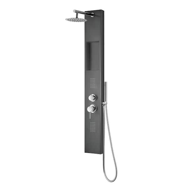 PULSE Showerspas AquaNiche 59 in. 2-Jet 2.5 GPM Shower Panel System with Handshower in Gun Metal Black