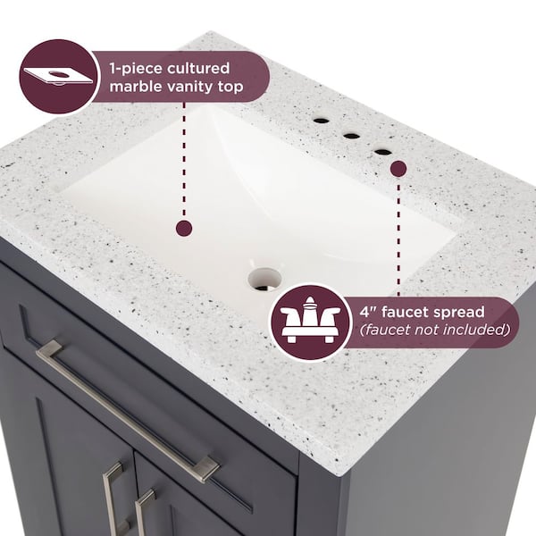 Home Decorators Collection Clady 25 in. Single Sink Deep Blue Bath