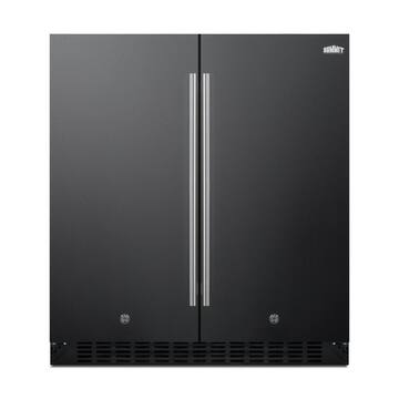 Summit Appliance 30 in. 5.4 cu. ft. Built-In Side by Side Refrigerator in Black, Counter Depth FFRF3070BK