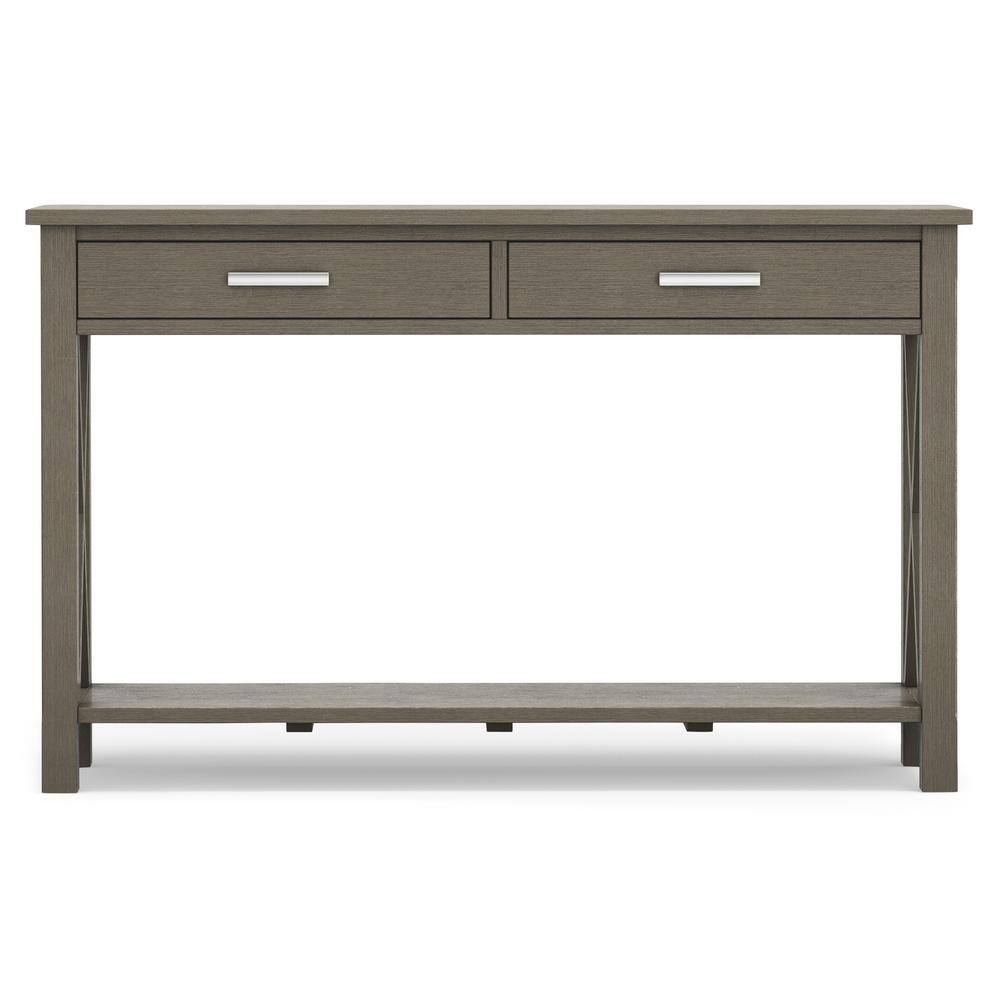 Contemporary Farmhouse Gray Wood Console Table with Storage