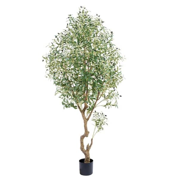 Floworld 7 ft. Artificial Olive Tree in Pot, for Indoor and Outdoor Home Decor-Living Room, Office