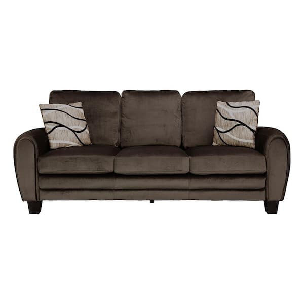 EVERGLADE HOME Viggo 85 in. Round Arm Microfiber Straight in Brown