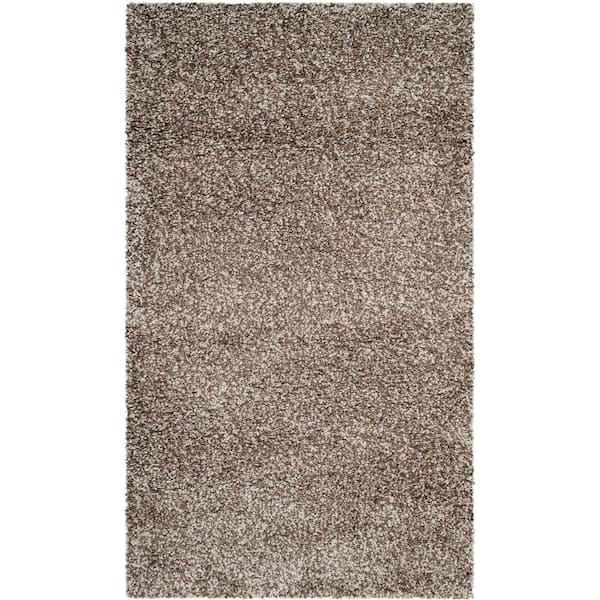 SAFAVIEH Milan Shag Gray Doormat 3 ft. x 5 ft. Solid Area Rug