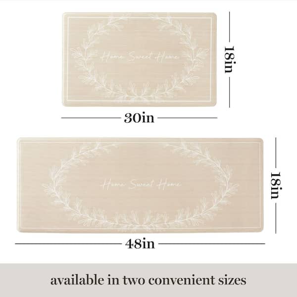 Bloomfield Home Sweet Home Leaf Frame Beige 18 in. x 48 in. Rectangle Runner Mat