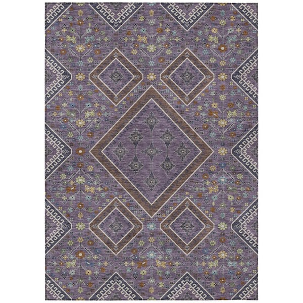 Chantille Machine Washable Indoor/Outdoor Abstract ACN2459 Plum 8 ft. x 10 ft. Area Rug