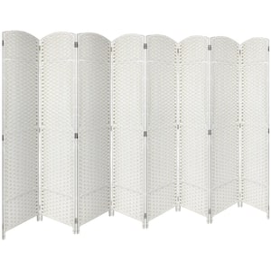 White 8 Panel 6 ft. Tall Double Hinged Foldable Panel Room Divider