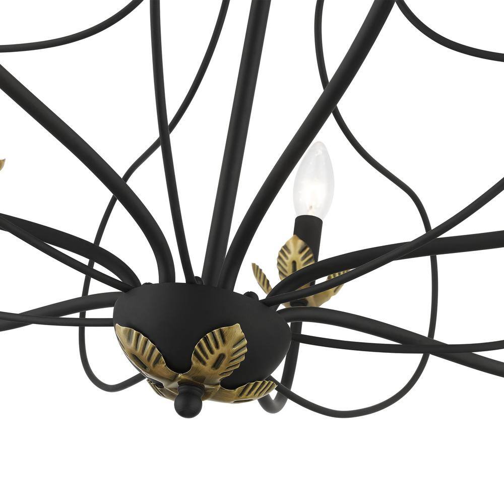 Katarina Floral 7-Light Black and Antique Brass Chandelier