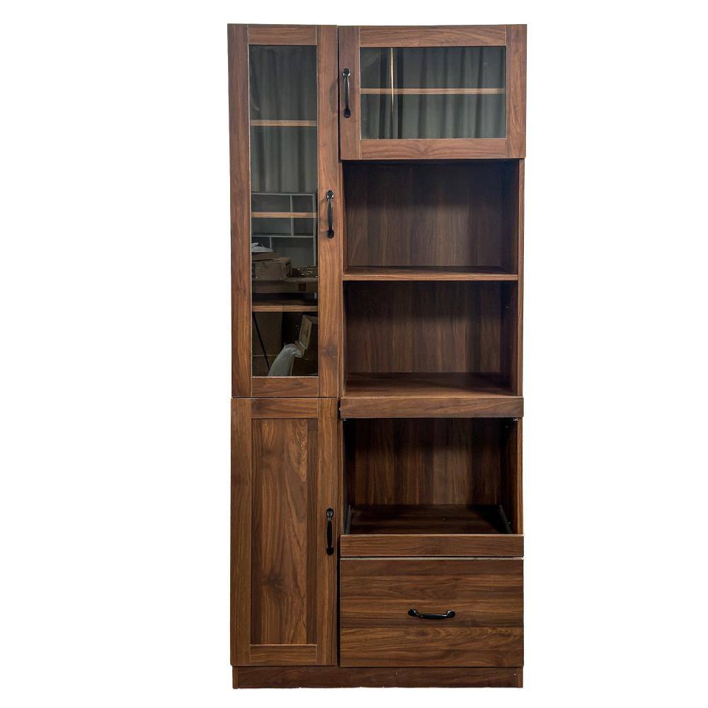 31.5 in. W x 15.75 in. D x 70.87 in. H Brown Linen Cabinet with Glass Door price history on PriceWatchPro