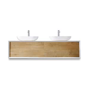Wall-Mounted 63 in. W x 22 in. D x 16 in. H. Bath Vanity in Matt White with White MDF Top with White Basin