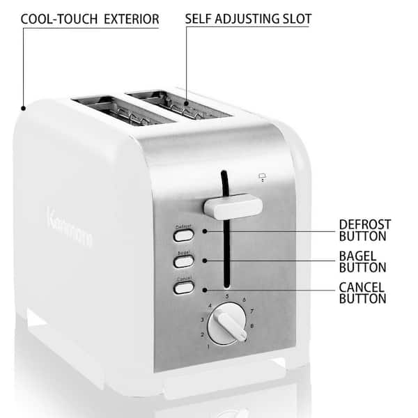 Better Chef 2-Slice White Wide Slot Toaster with Cool-Touch Exterior  98595029M - The Home Depot