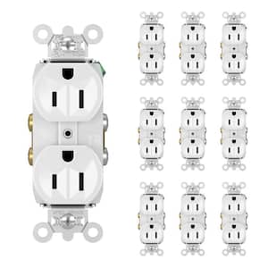 Pass and Seymour 15 Amp 125-Volt Tamper Resistant Commercial Grade Backwire Duplex Outlet, White (10-Pack)