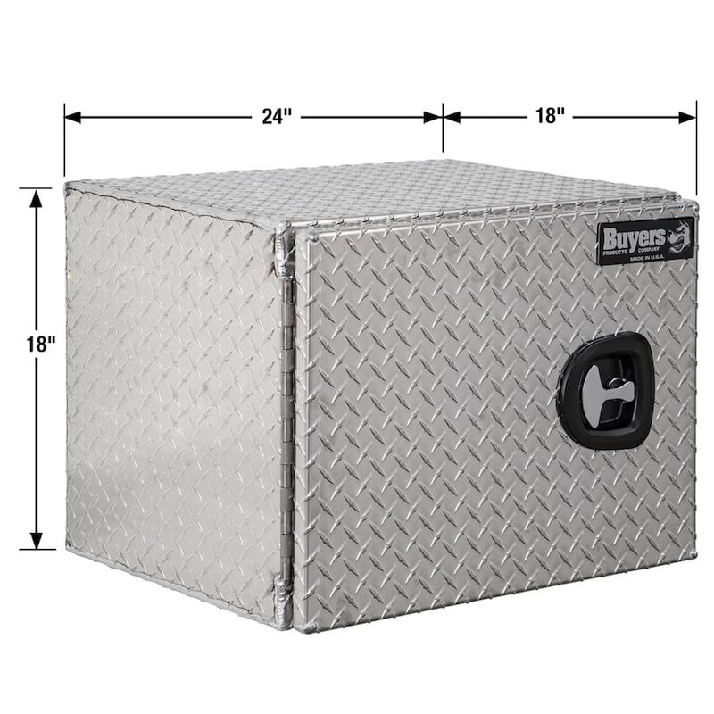 18 in. x 18 in. x 24 in. Diamond Plate Tread Aluminum Underbody Truck Tool Box with Barn Door