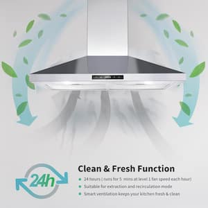 30 in. 450 CFM Wall Mounted Range Hood in Silver with Touch Panel