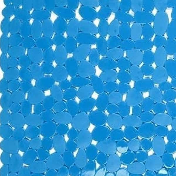 35 in. x 16 in. Blue Solid Color Plastic Rectangle Bath Mat