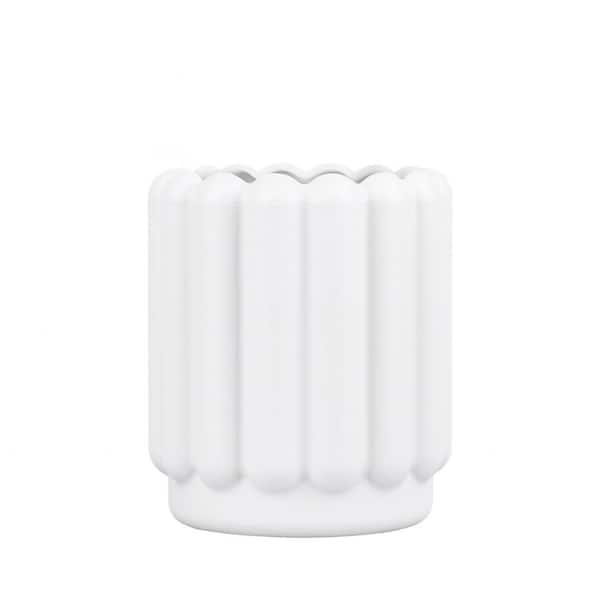 Silicone Geometric Pencil Holder White Stylish Desk Organizer Pen Pot for Kids Students Teachers Office Decor