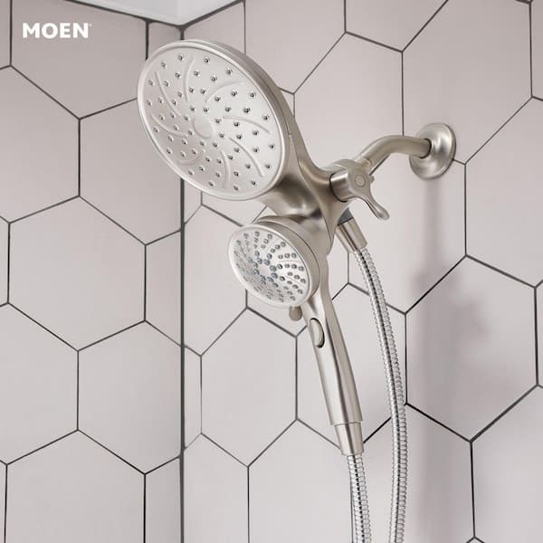 Attract with Magnetix 6-Spray Pattern, 1.75 GPM 6.75 in. Wall Mount Dual Shower Heads in Spot Resist Brushed Nickel