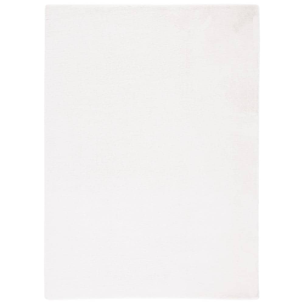 Ivory Faux Rabbit Fur 4' x 6' Washable Area Rug